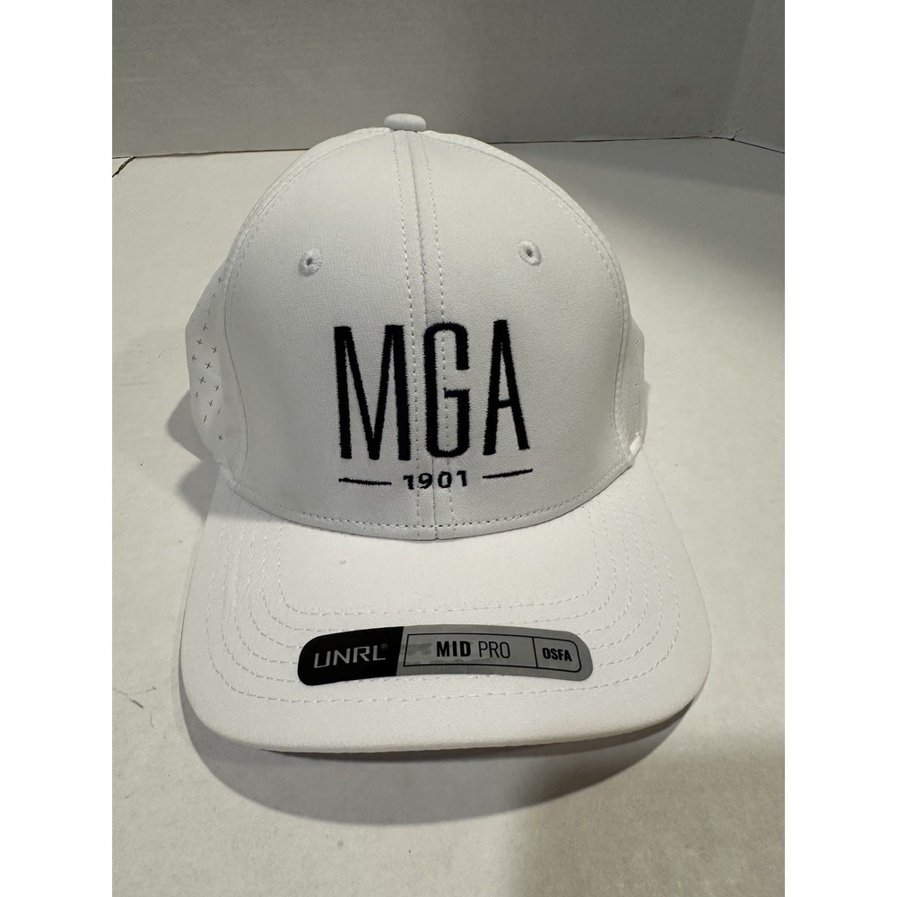 UNRL Mid Pro MGA 1901 Hat Golf Leisure Adjustable White Black Lettering New